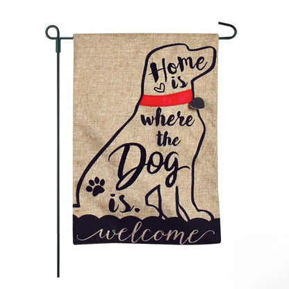 Home With Pet Burlap 2-Sided Garden Flag 12.5x18"