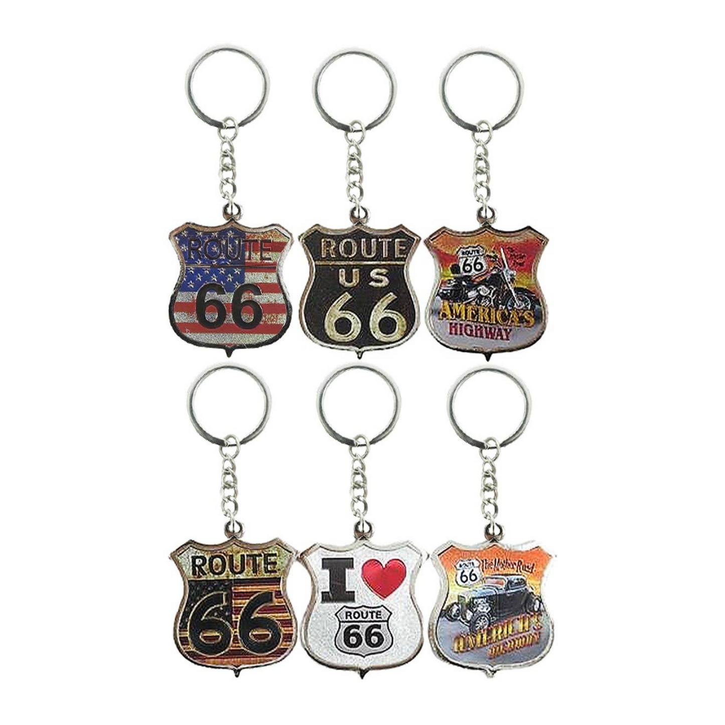 Route 66 Engraved Metal Souvenir Key Chain