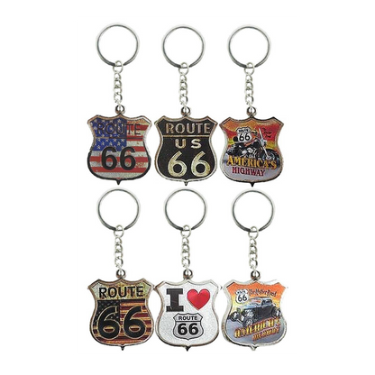 Route 66 Engraved Metal Souvenir Key Chain