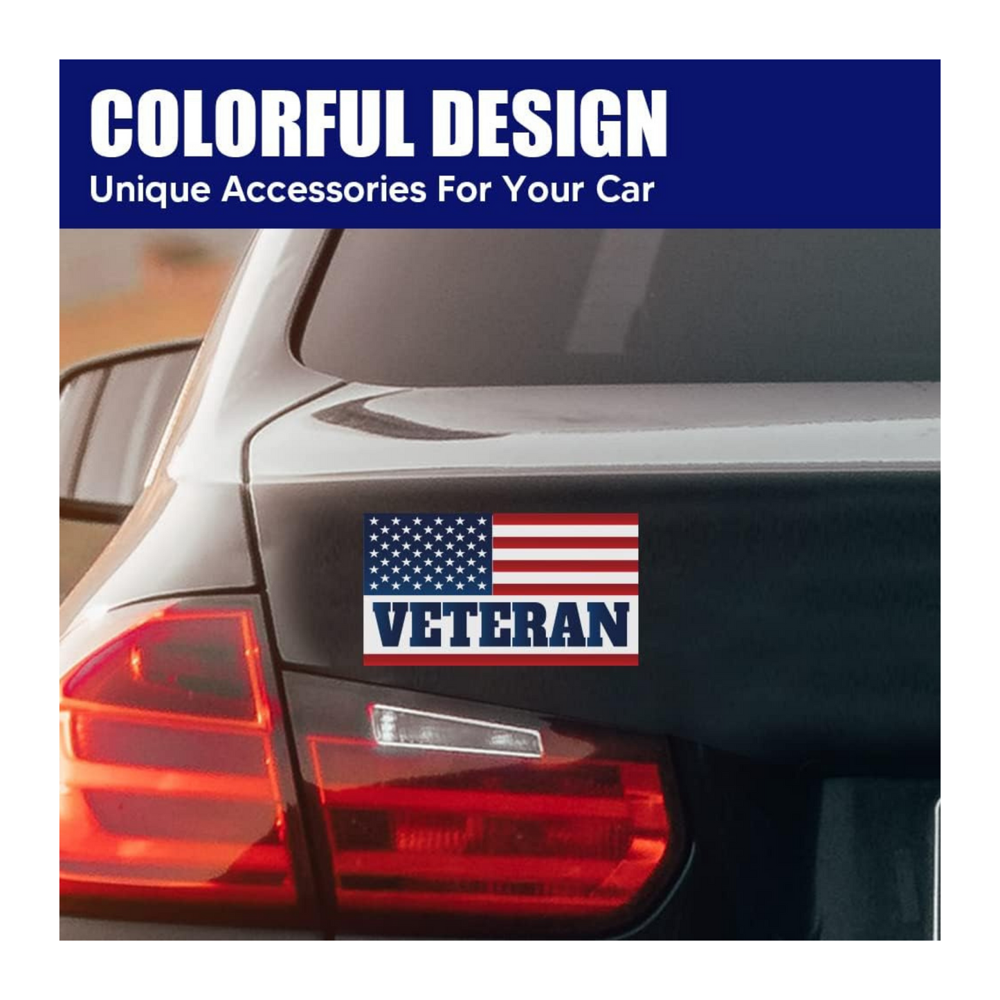 American Flag Veteran Car Magnet | Reflective Patriotic 7x4” Magnetic Sign