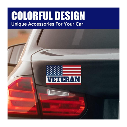 American Flag Veteran Car Magnet | Reflective Patriotic 7x4” Magnetic Sign