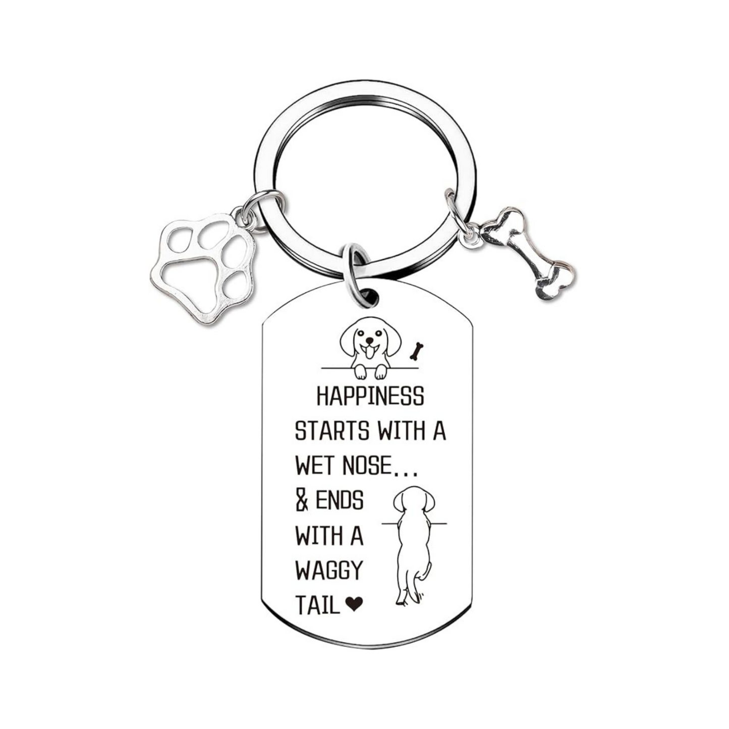 Dog Lover Keychain | “Wet Nose & Waggy Tail” Paw Charm Keyring