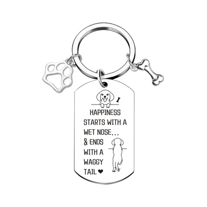 Dog Lover Keychain | “Wet Nose & Waggy Tail” Paw Charm Keyring