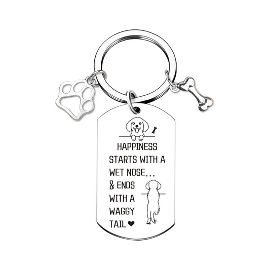 Dog Lover Keychain | “Wet Nose & Waggy Tail” Paw Charm Keyring