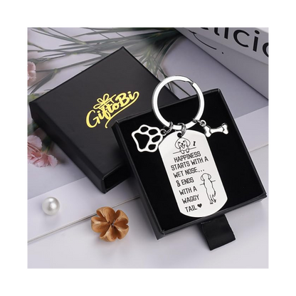 Dog Lover Keychain | “Wet Nose & Waggy Tail” Paw Charm Keyring