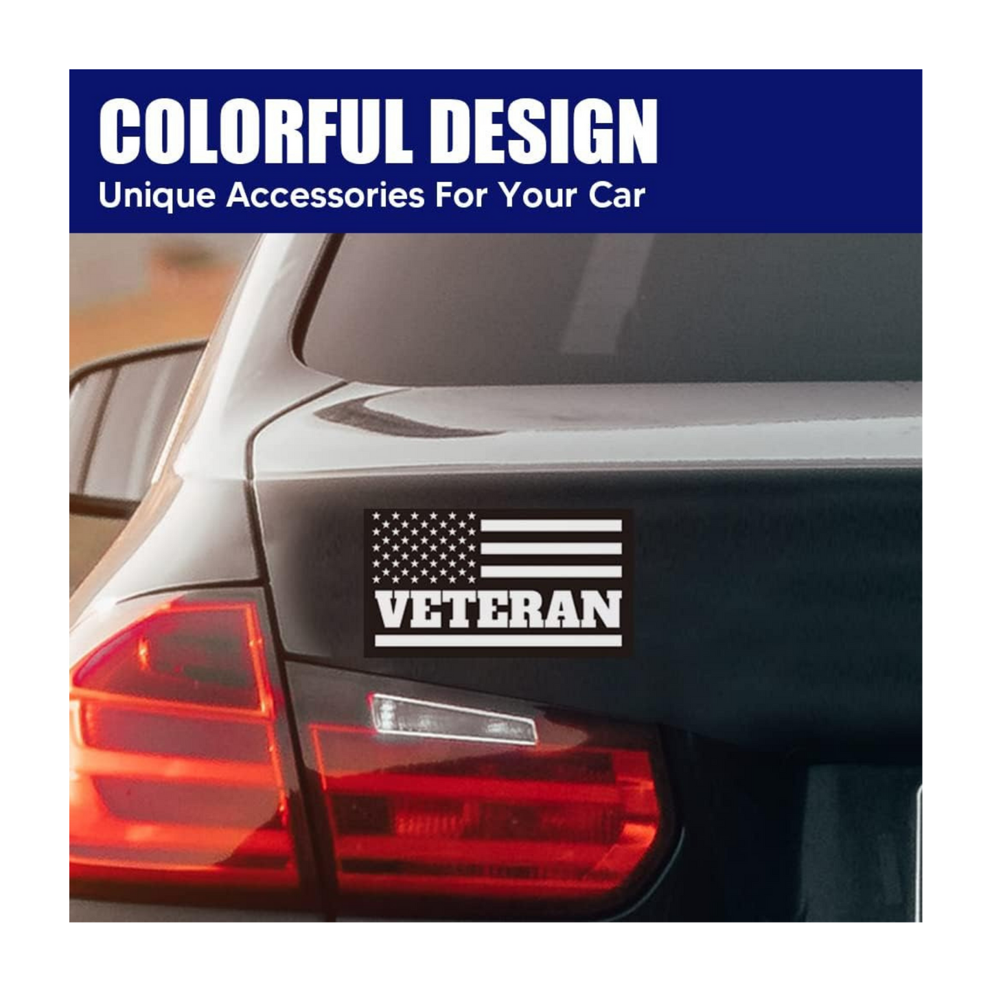 American Flag Veteran Car Magnet | Reflective Patriotic 7x4” Magnetic Sign