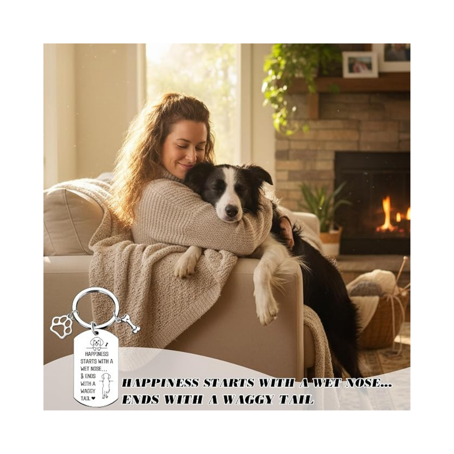 Dog Lover Keychain | “Wet Nose & Waggy Tail” Paw Charm Keyring