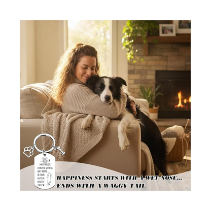 Dog Lover Keychain | “Wet Nose & Waggy Tail” Paw Charm Keyring
