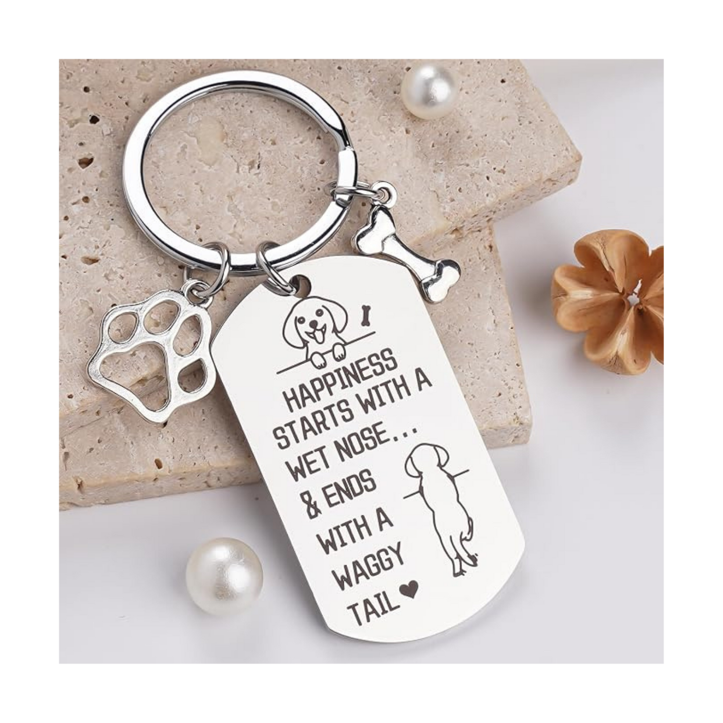 Dog Lover Keychain | “Wet Nose & Waggy Tail” Paw Charm Keyring