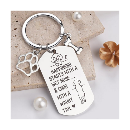 Dog Lover Keychain | “Wet Nose & Waggy Tail” Paw Charm Keyring