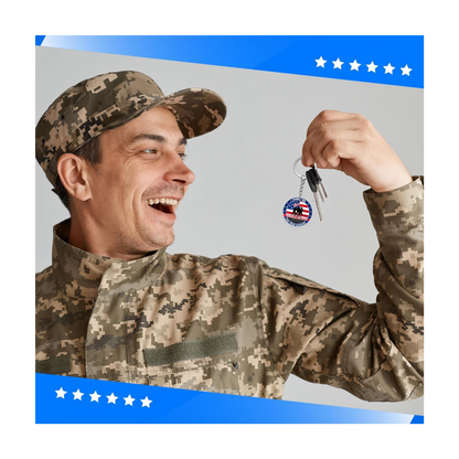 Patriotic Keychain | Thank You for Your Service Military USA Keyring (Assorted Design)