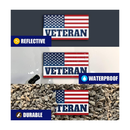 American Flag Veteran Car Magnet | Reflective Patriotic 7x4” Magnetic Sign