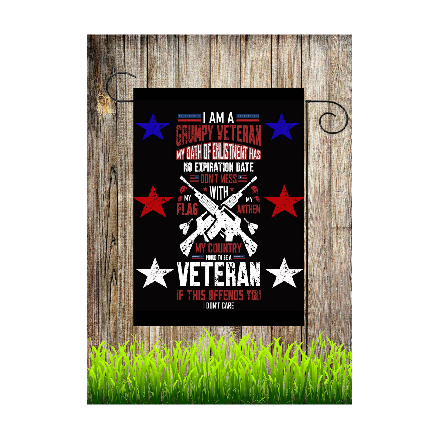 Grumpy Veteran Garden Flag