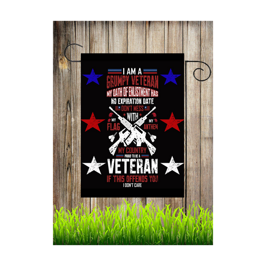 Grumpy Veteran Garden Flag