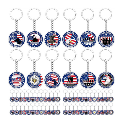 Patriotic Keychain | Thank You for Your Service Military USA Keyring (Assorted Design)