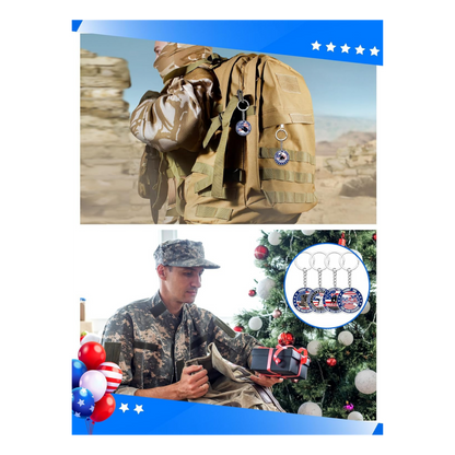 Patriotic Keychain | Thank You for Your Service Military USA Keyring (Assorted Design)