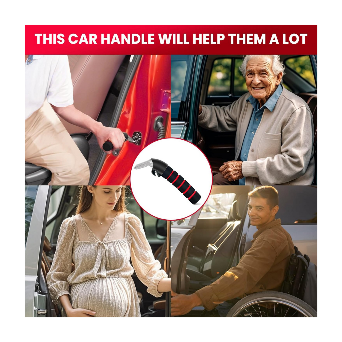 Car Door Assist Handle | Elderly & Handicap Vehicle Support Grip Tool (400lb Capacity)