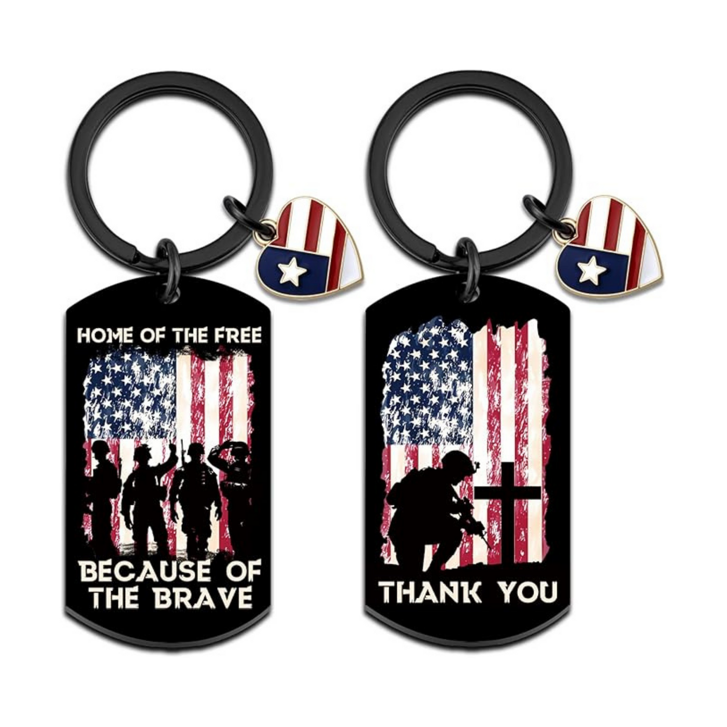 American Flag Keychain | Patriotic “Home of the Free” Keyring