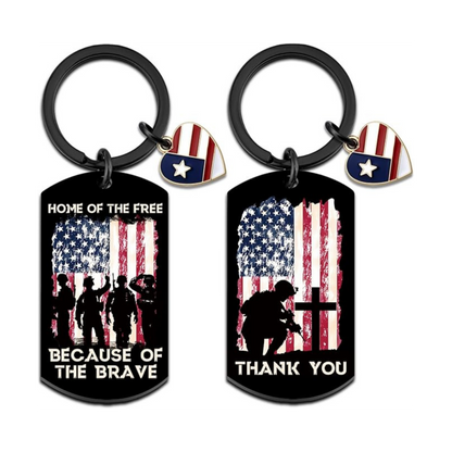 American Flag Keychain | Patriotic “Home of the Free” Keyring