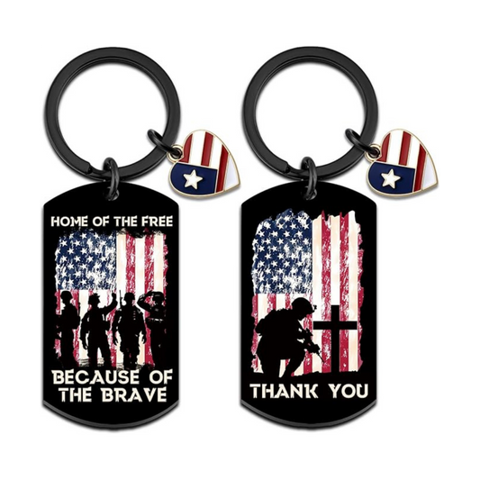 American Flag Keychain | Patriotic “Home of the Free” Keyring