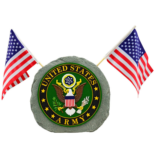 U.S. Army Garden Stone with Flags - 10"