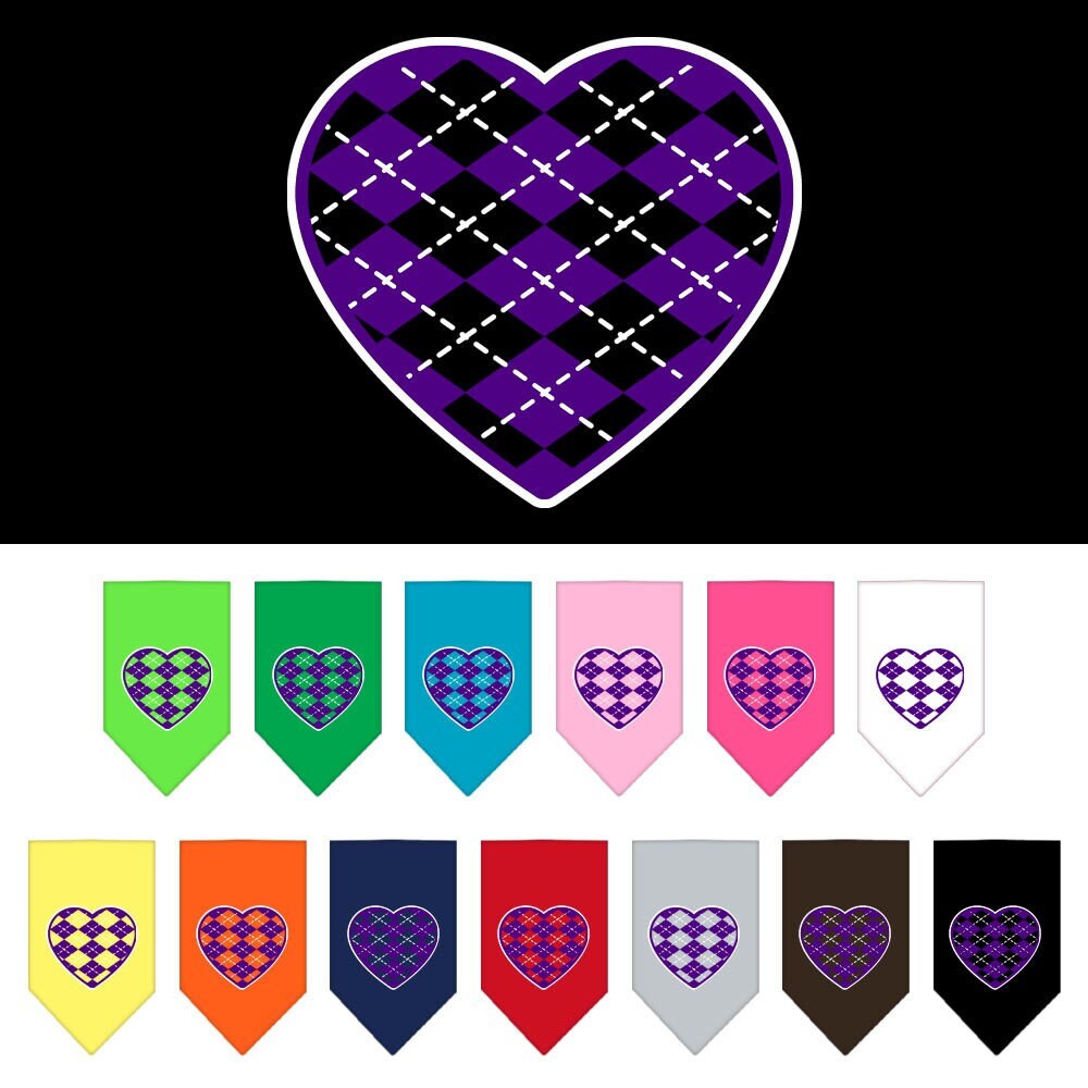 “Argyle Heart Purple” Cotton Pet Bandana from As You Wish Apparel – Dog Fashion Bandana