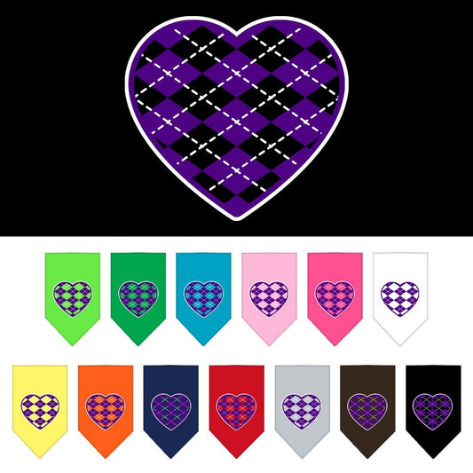 “Argyle Heart Purple” Cotton Pet Bandana from As You Wish Apparel – Dog Fashion Bandana
