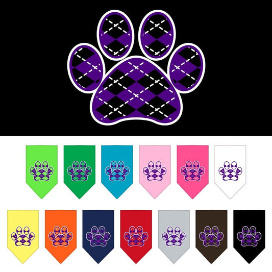 “Purple Argyle Paw” Cotton Pet Bandana from As You Wish Apparel – Dog Fashion Bandana