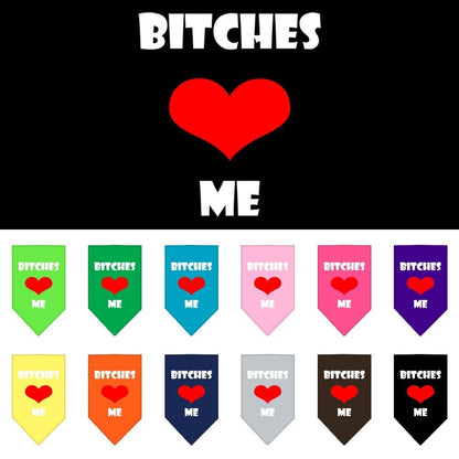 “Bitches Love Me” Cotton Pet Bandana from As You Wish Apparel – Dog Humor Bandana