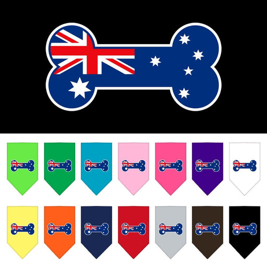 Bone Shaped Australian Flag Cotton Pet Bandana from As You Wish Apparel – Dog Fashion Bandana