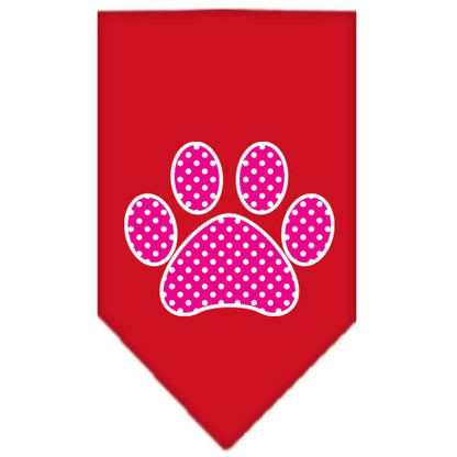 “Pink Swiss Dot Paw” Cotton Pet Bandana from As You Wish Apparel – Dog Fashion Bandana