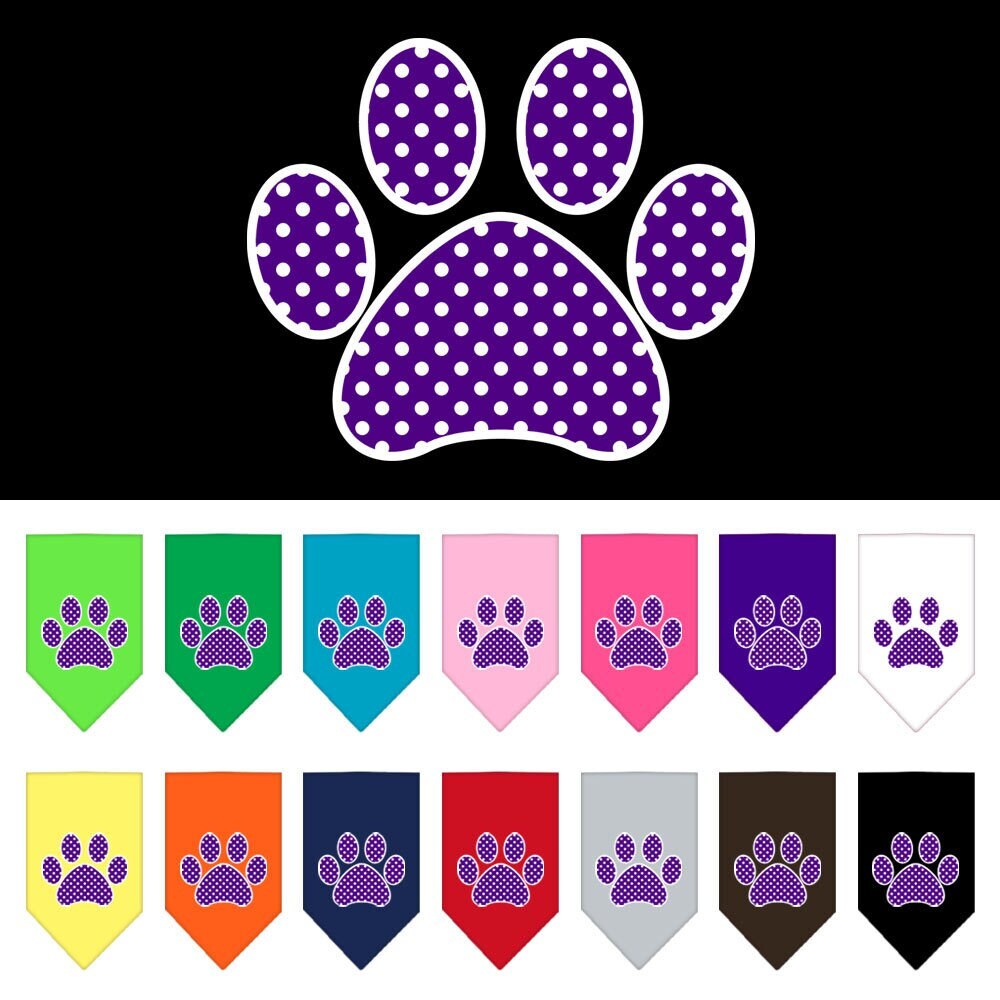 “Purple Swiss Dot Paw” Cotton Pet Bandana from As You Wish Apparel – Dog Fashion Bandana