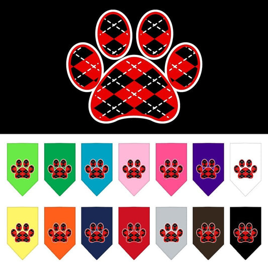 “Red Argyle Paw” Cotton Pet Bandana from As You Wish Apparel – Dog Fashion Bandana