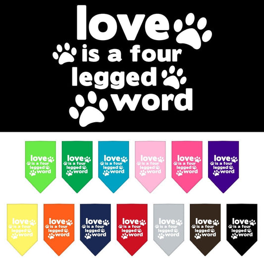 “Love Is A Four Legged Word” Cotton Pet Bandana from As You Wish Apparel – Dog Love Bandana