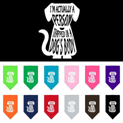 “Trapped In A Dog’s Body” Cotton Pet Bandana from As You Wish Apparel – Dog Humor Bandana