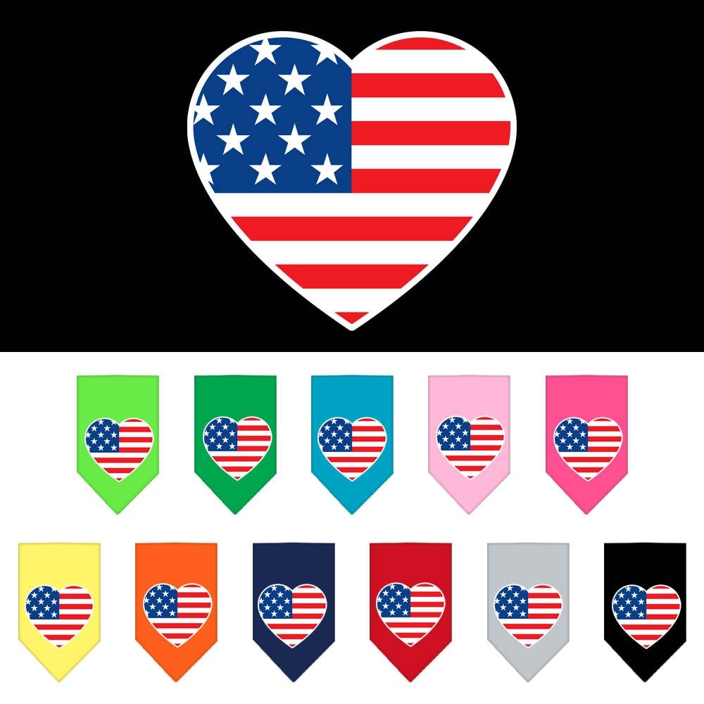 American Flag Heart Screen-Printed Pet Bandana from As You Wish Apparel – Patriotic Dog Bandana