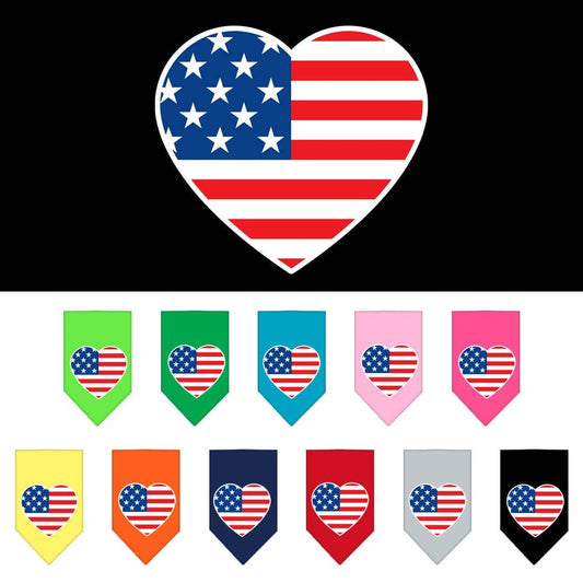 American Flag Heart Screen-Printed Pet Bandana from As You Wish Apparel – Patriotic Dog Bandana