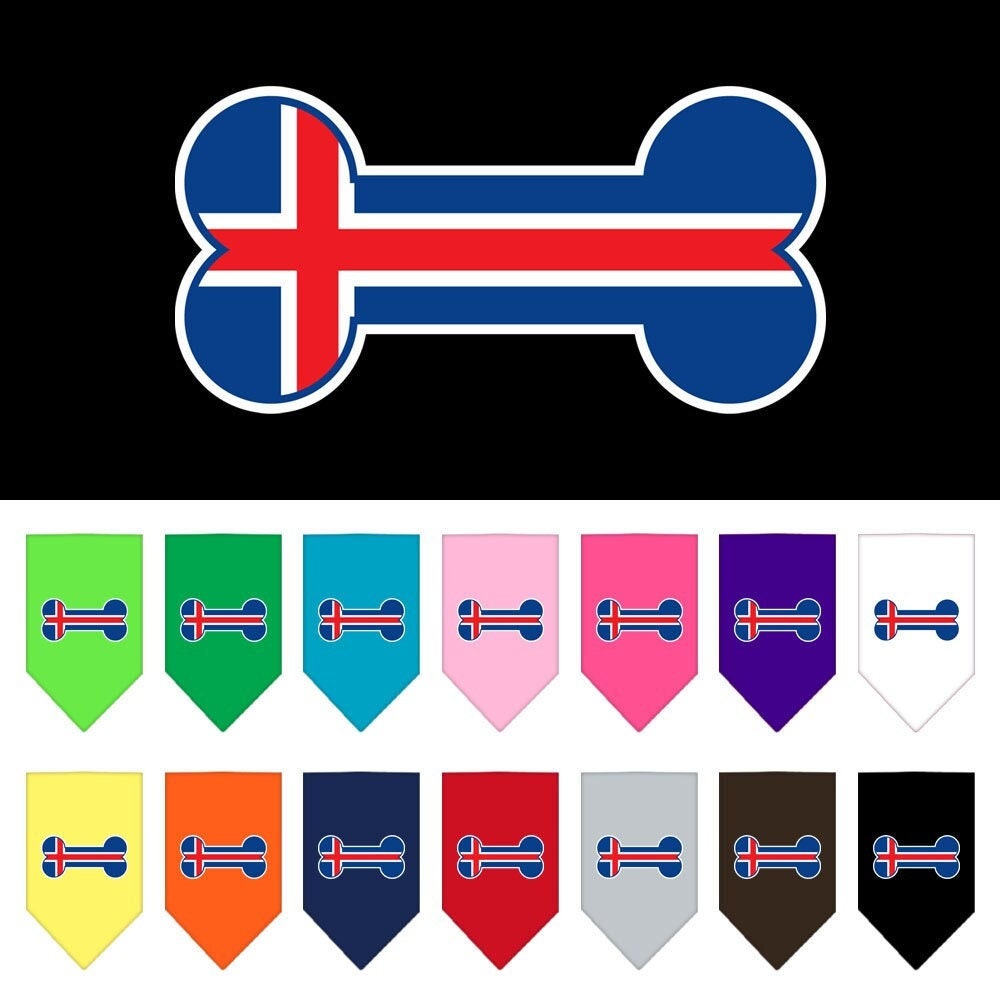 “Bone Shaped Iceland Flag” Cotton Pet Bandana from As You Wish Apparel – Iceland Pride Dog Bandana