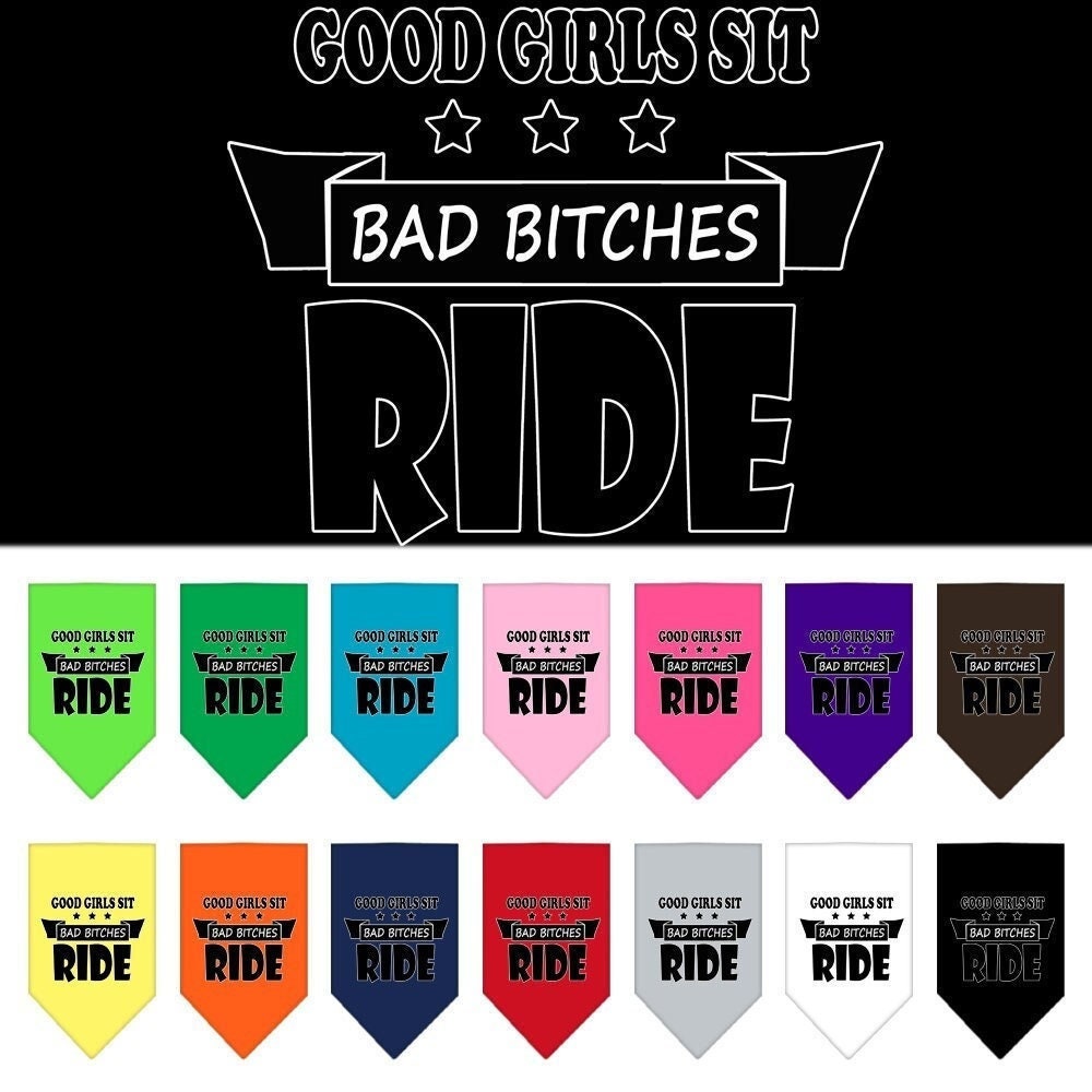 “Bitches Ride” Cotton Pet Bandana from As You Wish Apparel – Dog Humor Bandana