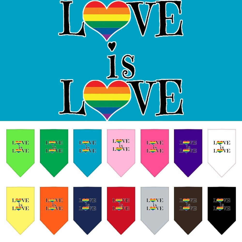 “Love Is Love” Cotton Pet Bandana from As You Wish Apparel – Pride Dog Bandana