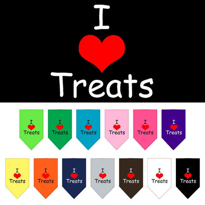 “I Love Treats” Cotton Pet Bandana from As You Wish Apparel – Dog Humor Bandana