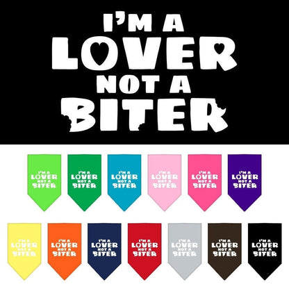 “I’m a Lover, Not A Biter” Cotton Pet Bandana from As You Wish Apparel – Dog Humor Bandana