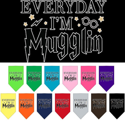 “Everyday I’m Mugglin” Cotton Pet Bandana from As You Wish Apparel – Dog Humor Bandana