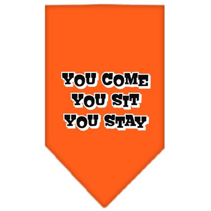 “You Come, You Sit, You Stay” Cotton Pet Bandana from As You Wish Apparel – Dog Humor Bandana