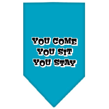 “You Come, You Sit, You Stay” Cotton Pet Bandana from As You Wish Apparel – Dog Humor Bandana