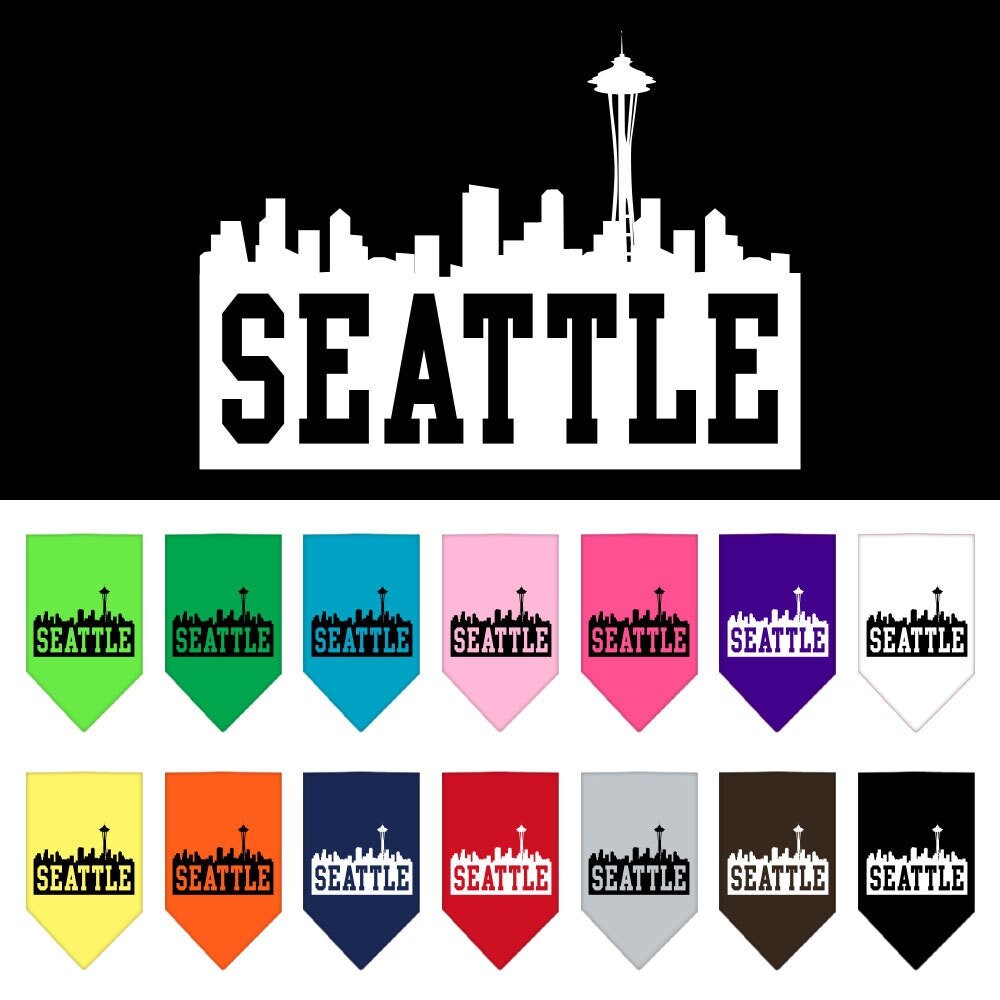 “Seattle Skyline” Cotton Pet Bandana from As You Wish Apparel – City Pride Dog Bandana