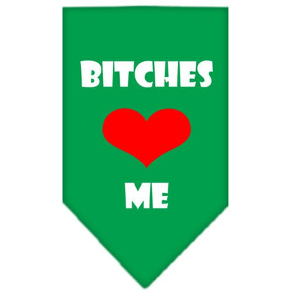 “Bitches Love Me” Cotton Pet Bandana from As You Wish Apparel – Dog Humor Bandana