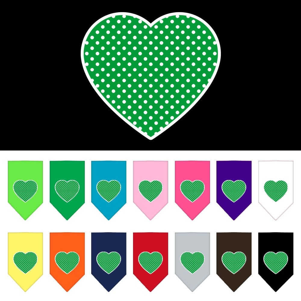 “Green Swiss Dot Heart” Cotton Pet Bandana from As You Wish Apparel – Dog Fashion Bandana