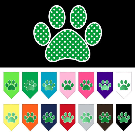 “Green Swiss Dot Paw” Cotton Pet Bandana from As You Wish Apparel – Dog Fashion Bandana