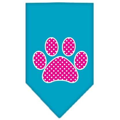 “Pink Swiss Dot Paw” Cotton Pet Bandana from As You Wish Apparel – Dog Fashion Bandana